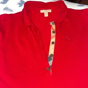 Red Burberry collard women’s shirt